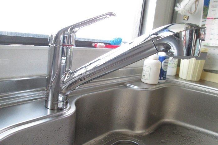 キッチン水栓取替工事　タカギ/浄水器一体型水栓/クリーンシリーズ