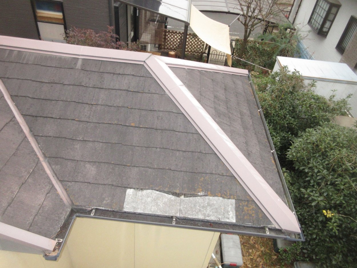 2階から見ると屋根が白くなっていたんです。